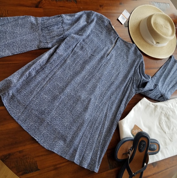 Michael Kors Blue and White Calico Print Top - Picture 3 of 7